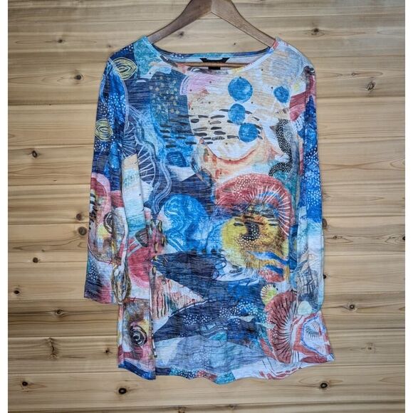 Ali Miles Tops - Ali Miles Top Womens Medium Multicolor Abstract Art Blouse